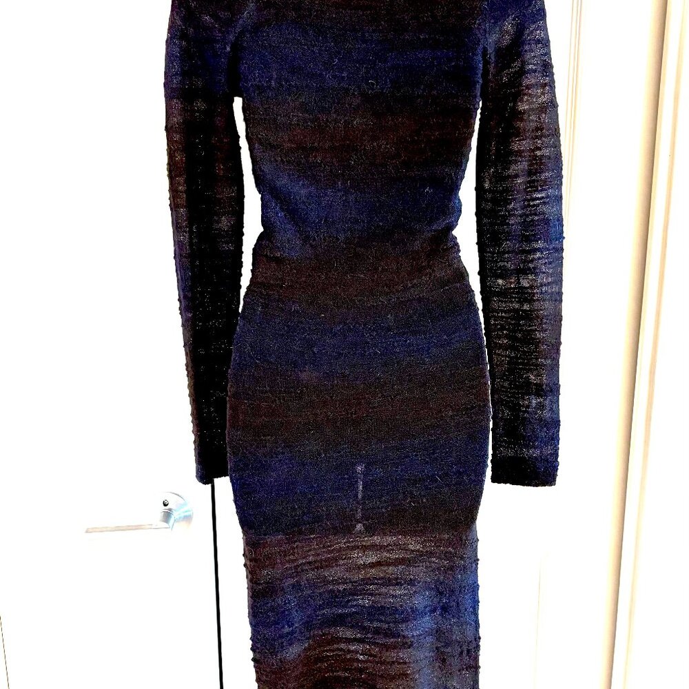Alice + Olivia Sheer Wool-Blend Midi Dress with Silk Lining.  S